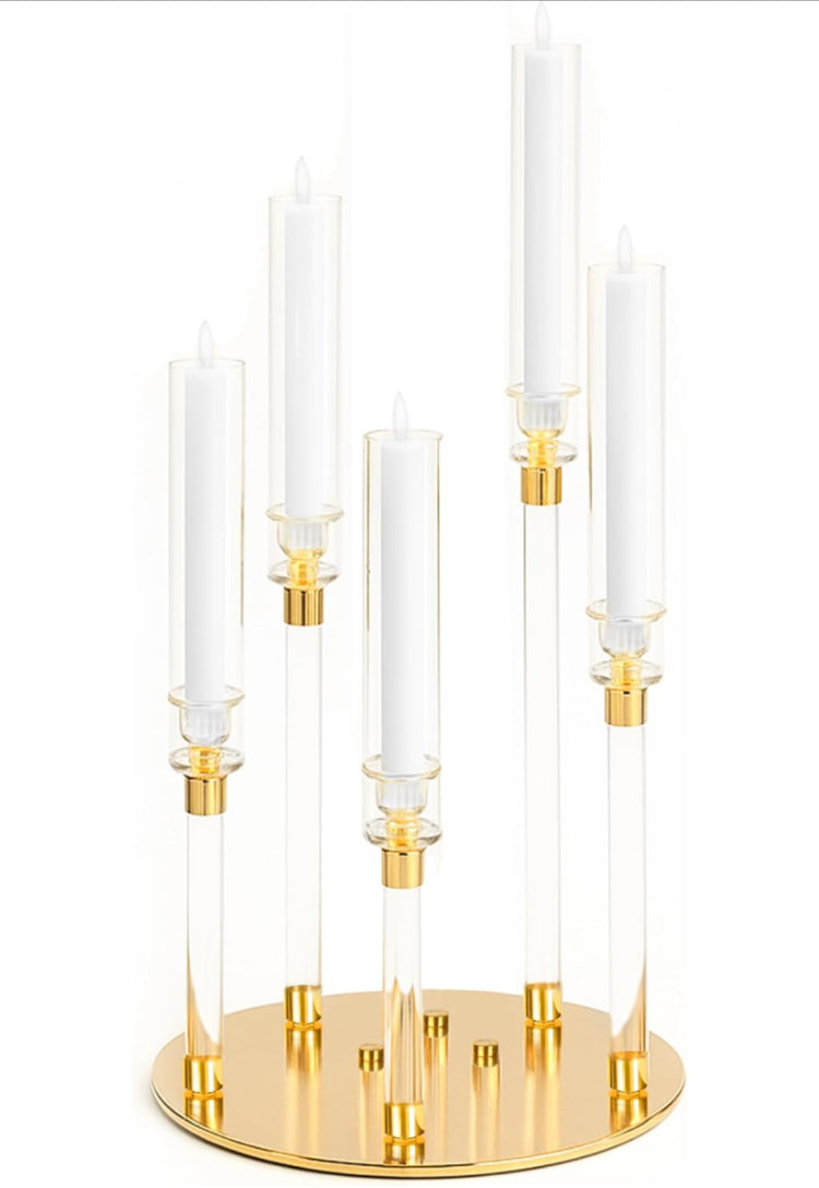 Dual Acrylic & Gold Candelabra