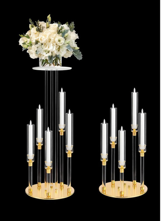 Dual Acrylic & Gold Candelabra